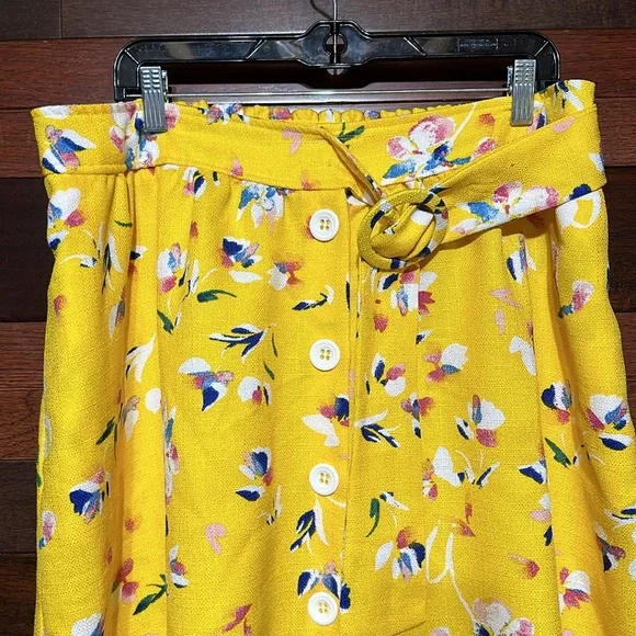 Floral Yellow A-Line Skirt Womans XL - Picture 4 of 11